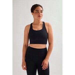 Girlfriend Collective Black Racerback Scoop Neck Sports Bra Longline Size Large